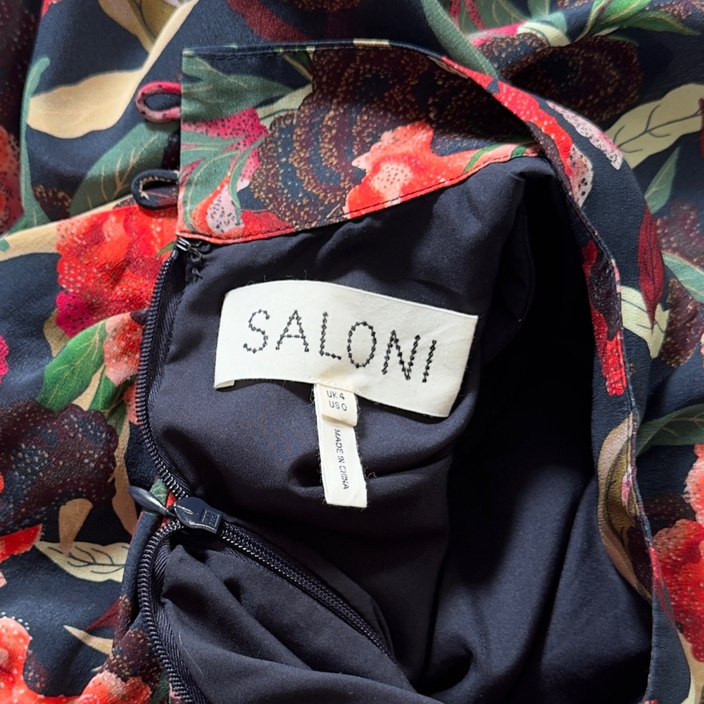 SALONI beautiful silk floral dress size 0 in pristine condition! - Picture 6 of 8